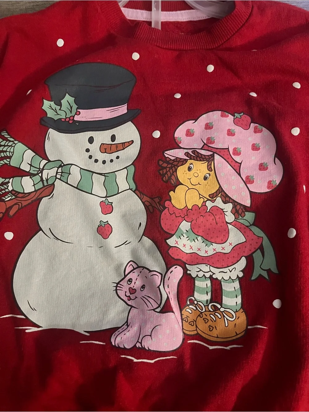 ToddlerRed Snowman & Strawberry Shortcake Graphic Sweatshirt Set- Size 18 months
